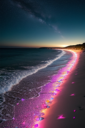 银河光辉海滩成为爱的象征