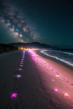 银河光辉海滩成为爱的象征