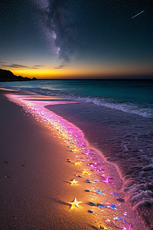 银河夜光海滩浪漫奇遇