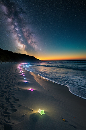 银河夜光海滩浪漫奇遇
