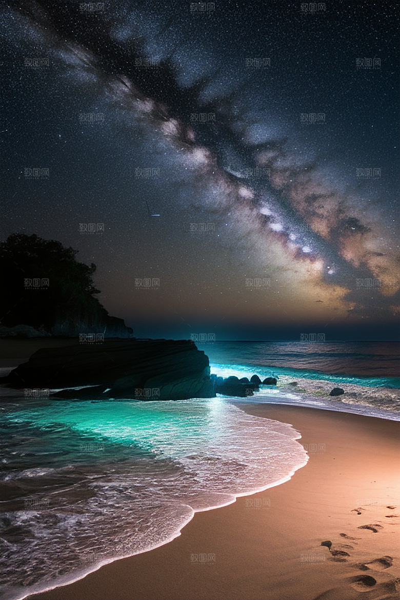 银河夜光海滩浪漫奇遇