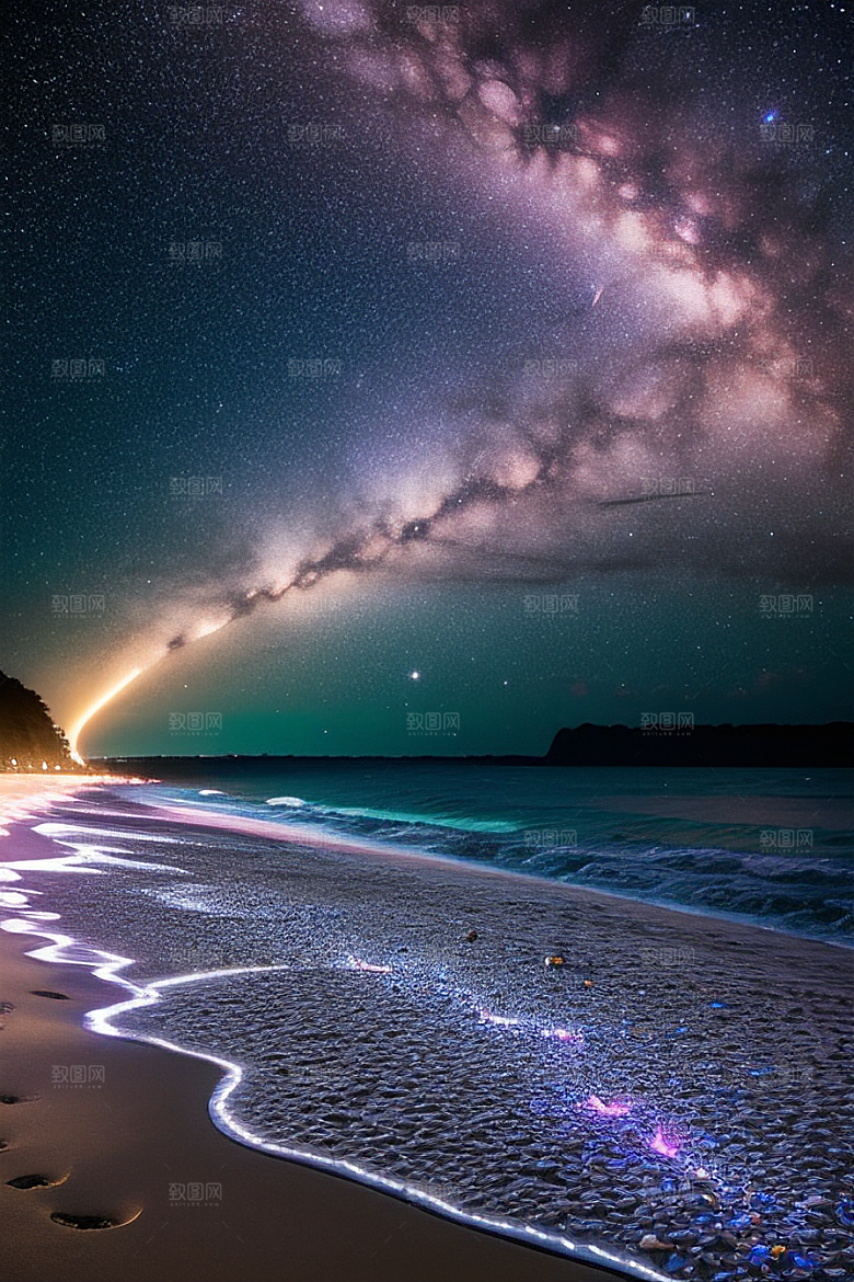 银河夜光海滩浪漫奇遇
