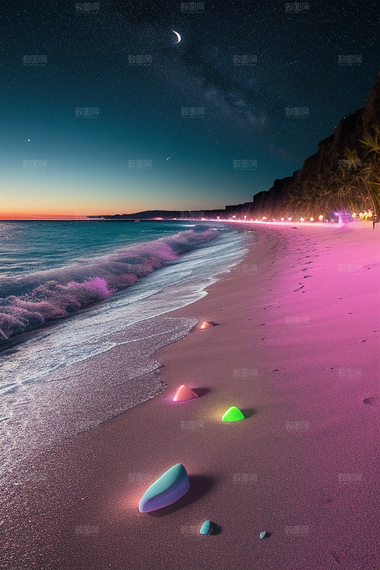 银河夜光海滩浪漫奇遇
