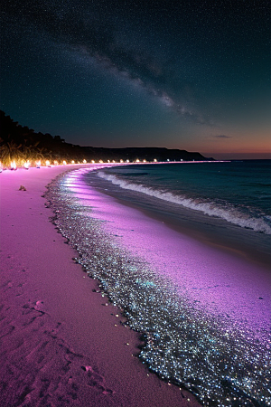 银河夜空海滩浪漫情怀