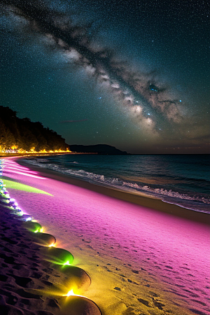 银河夜空海滩浪漫情怀