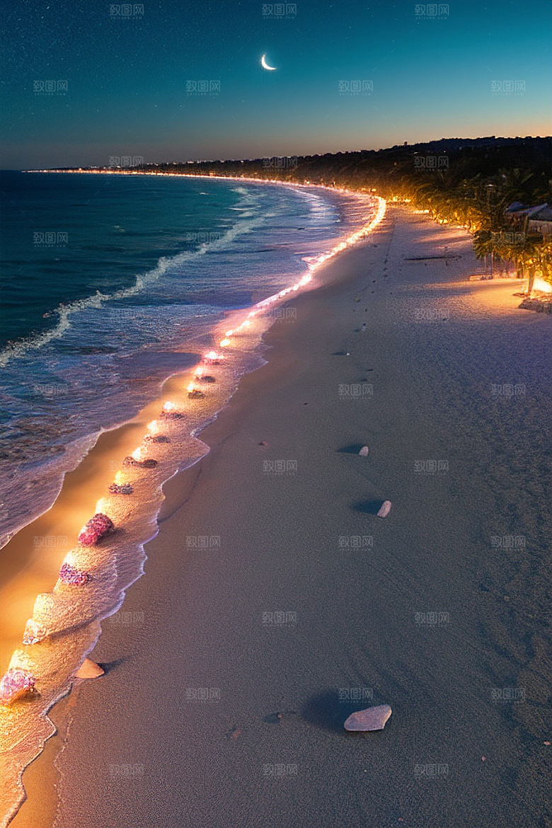 银河夜空海滩浪漫情怀