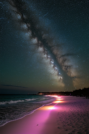银河夜空海滩浪漫情怀