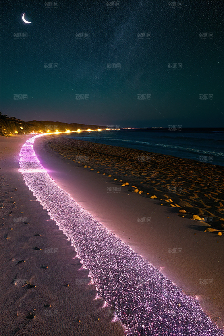 银河夜空海滩浪漫情怀