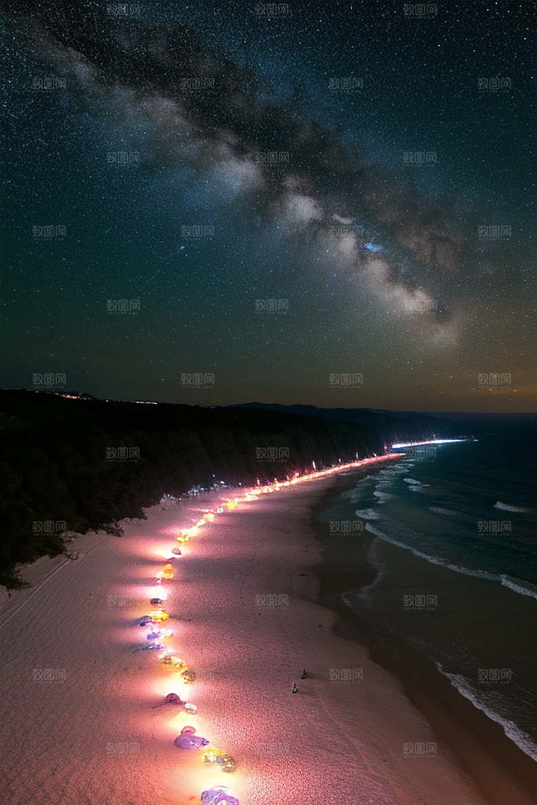 海滩浪漫银河星光闪耀