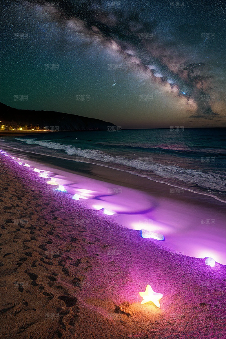 海滩浪漫银河星光闪耀
