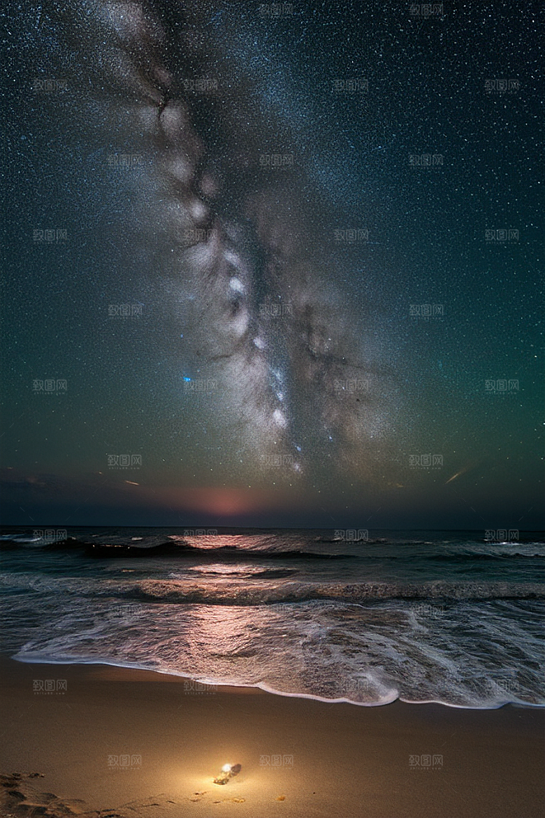海滩浪漫银河星光闪耀