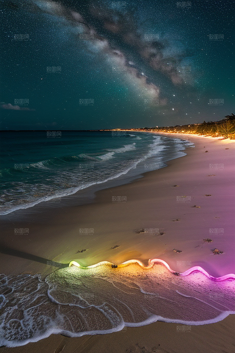 海滩浪漫银河星光闪耀