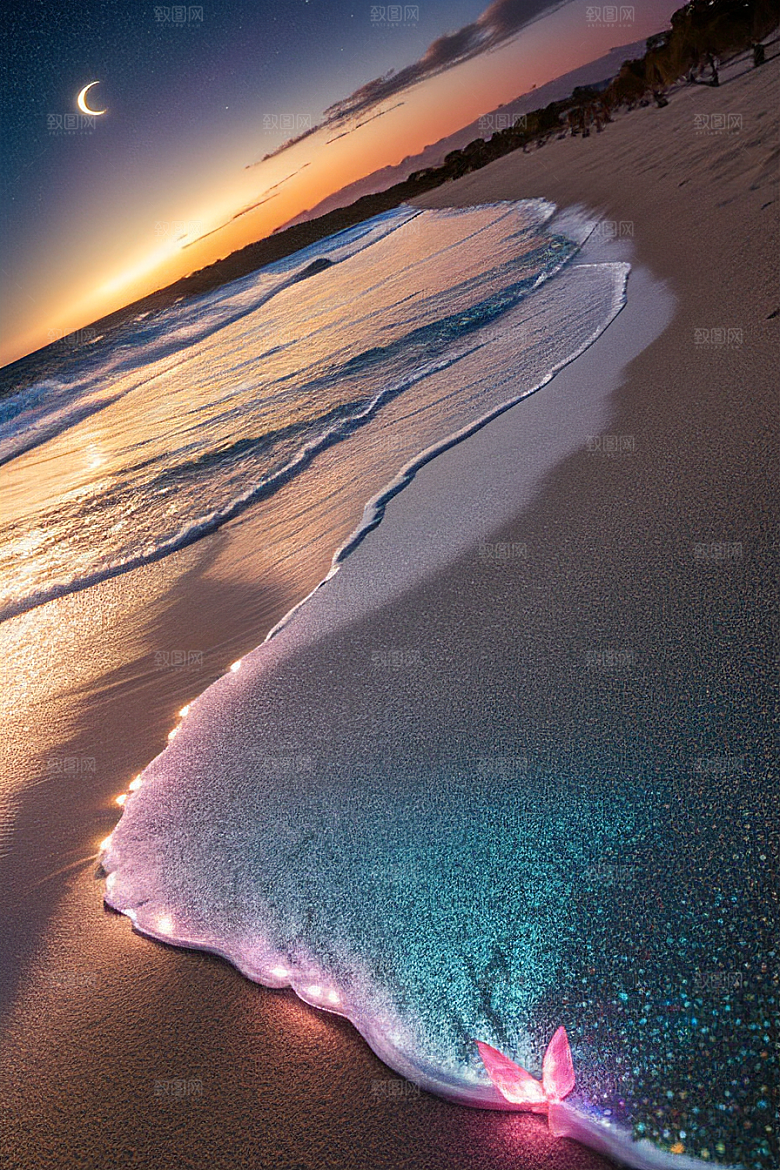 海滩浪漫银河星光闪耀