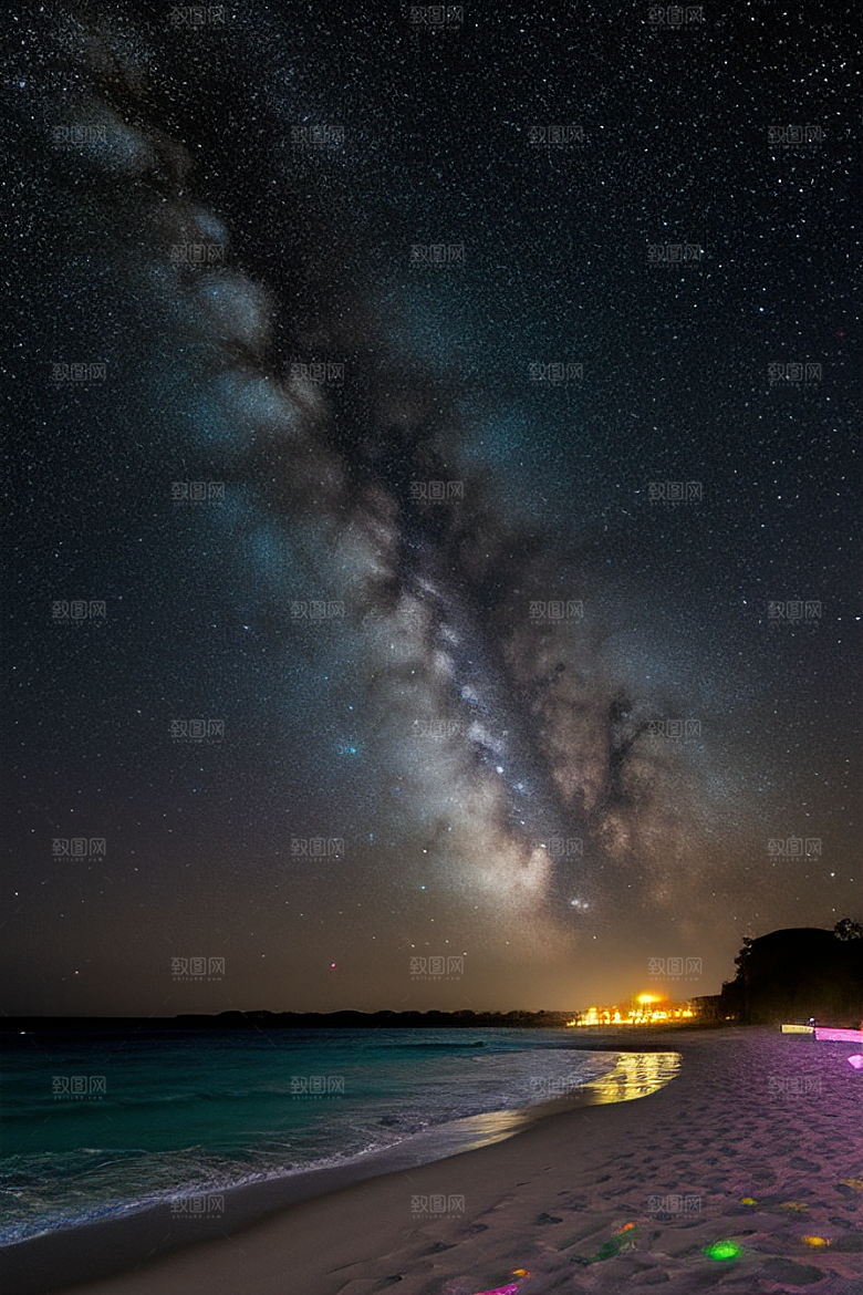 海滩浪漫银河星光闪耀
