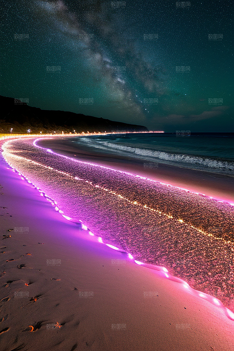 梦幻星光银河新月海滩相遇