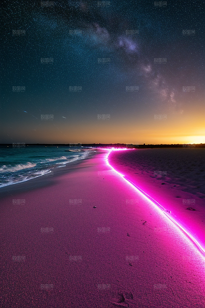 梦幻星光银河新月海滩相遇