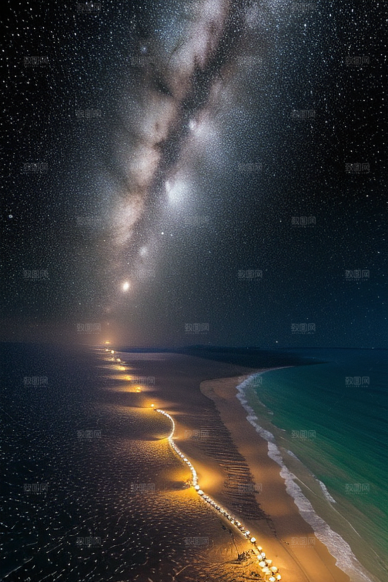梦幻星光银河新月海滩相遇
