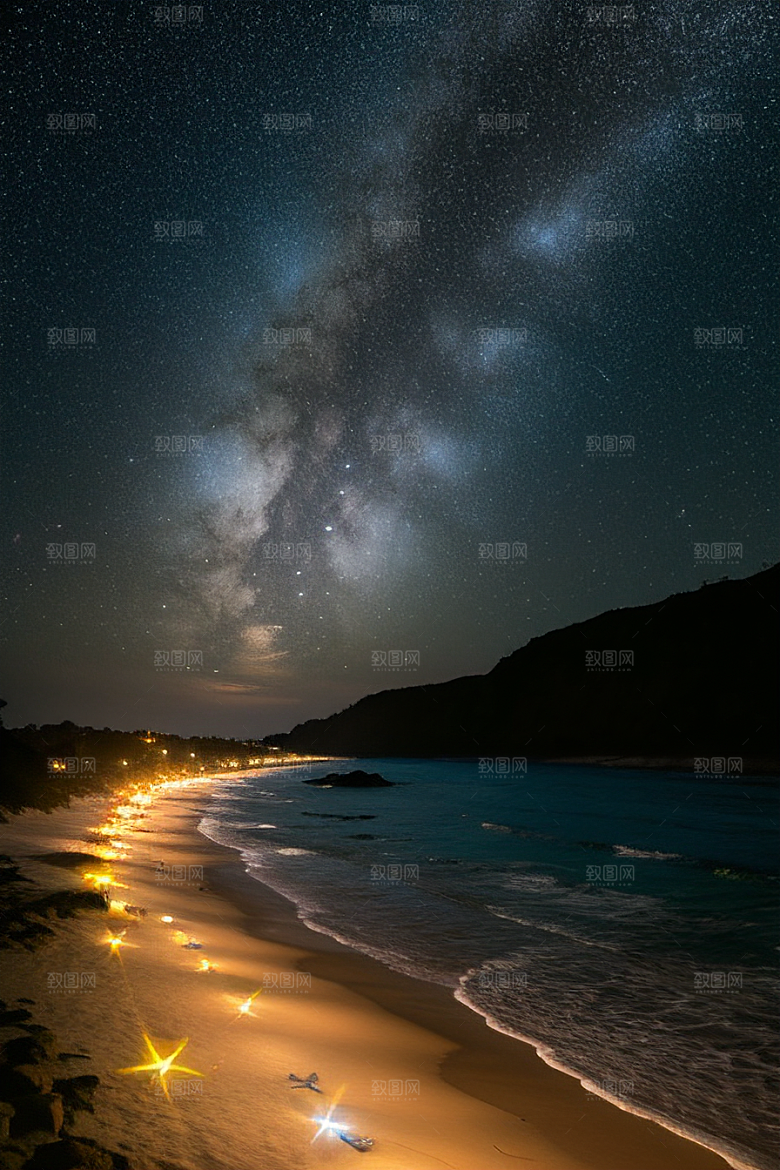 梦幻星光银河新月海滩相遇