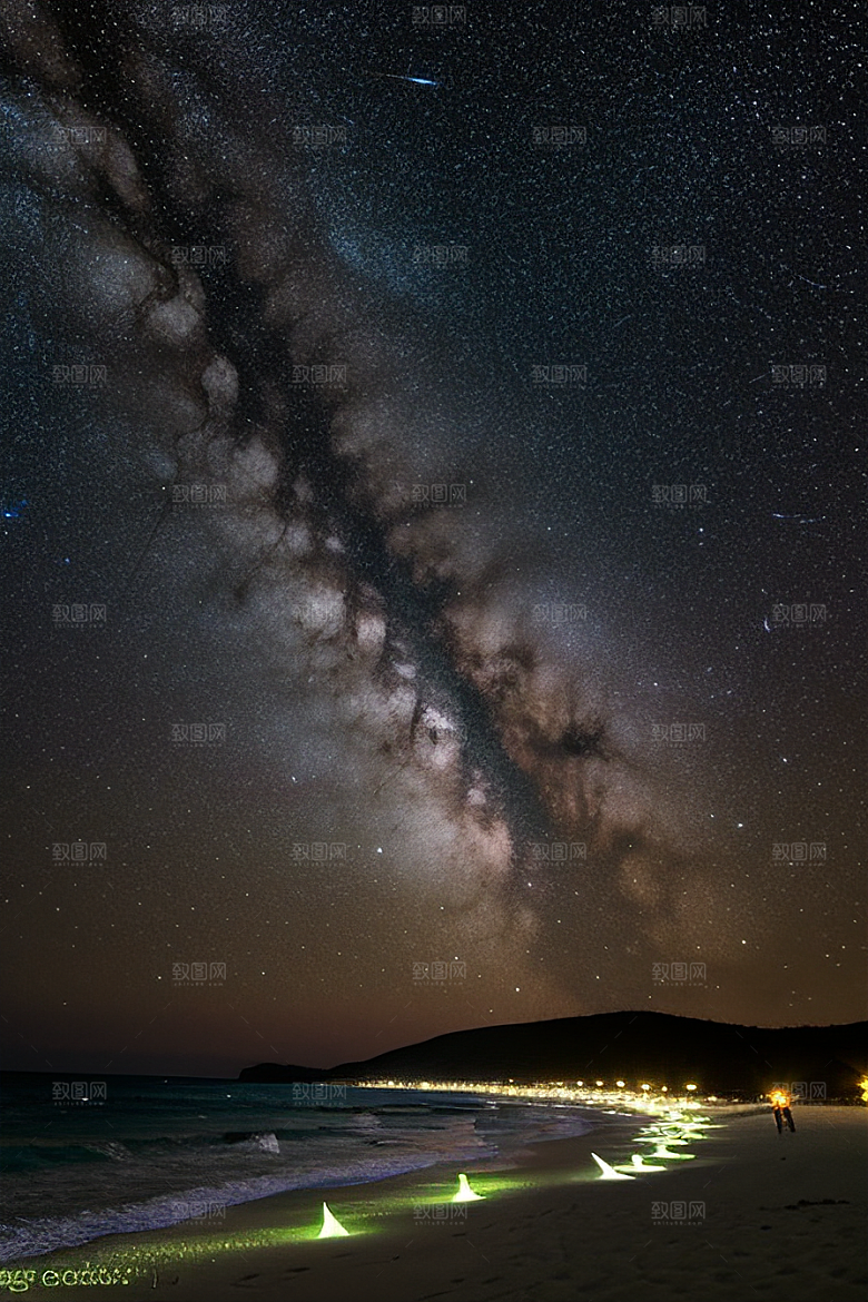梦幻星光银河新月海滩相遇