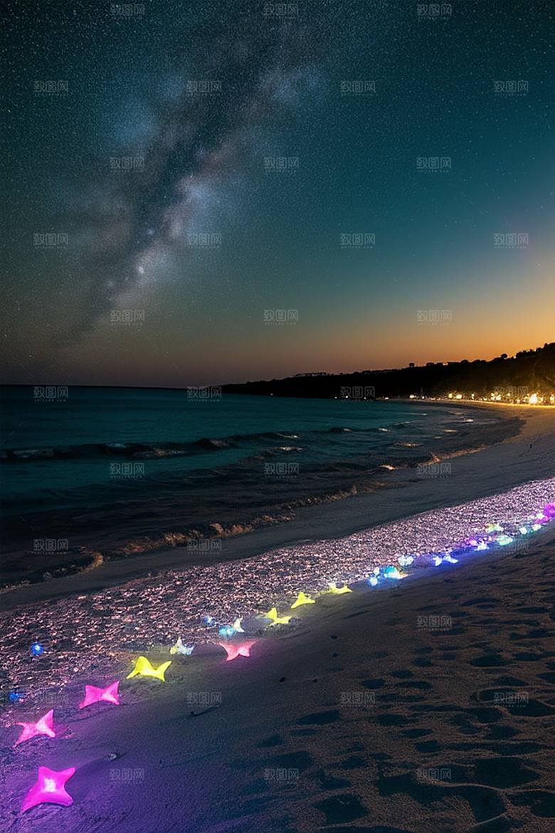 梦幻星光银河新月海滩相遇