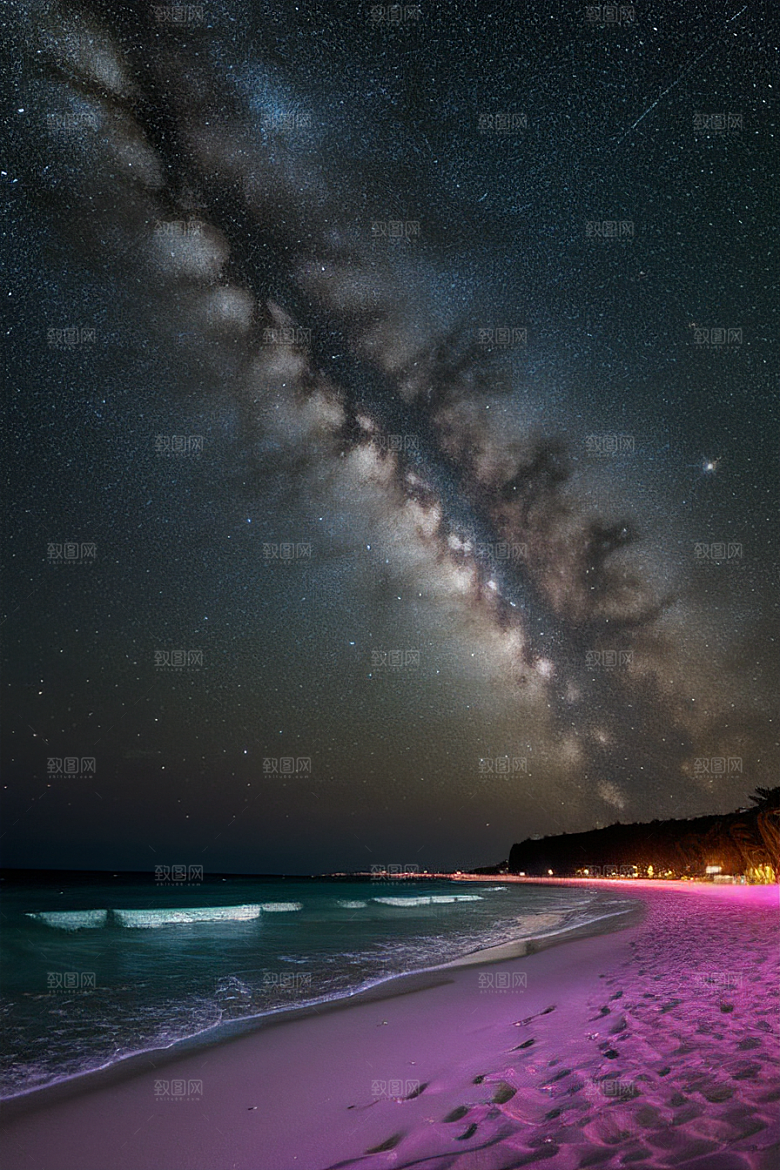 梦幻星光银河新月海滩相遇
