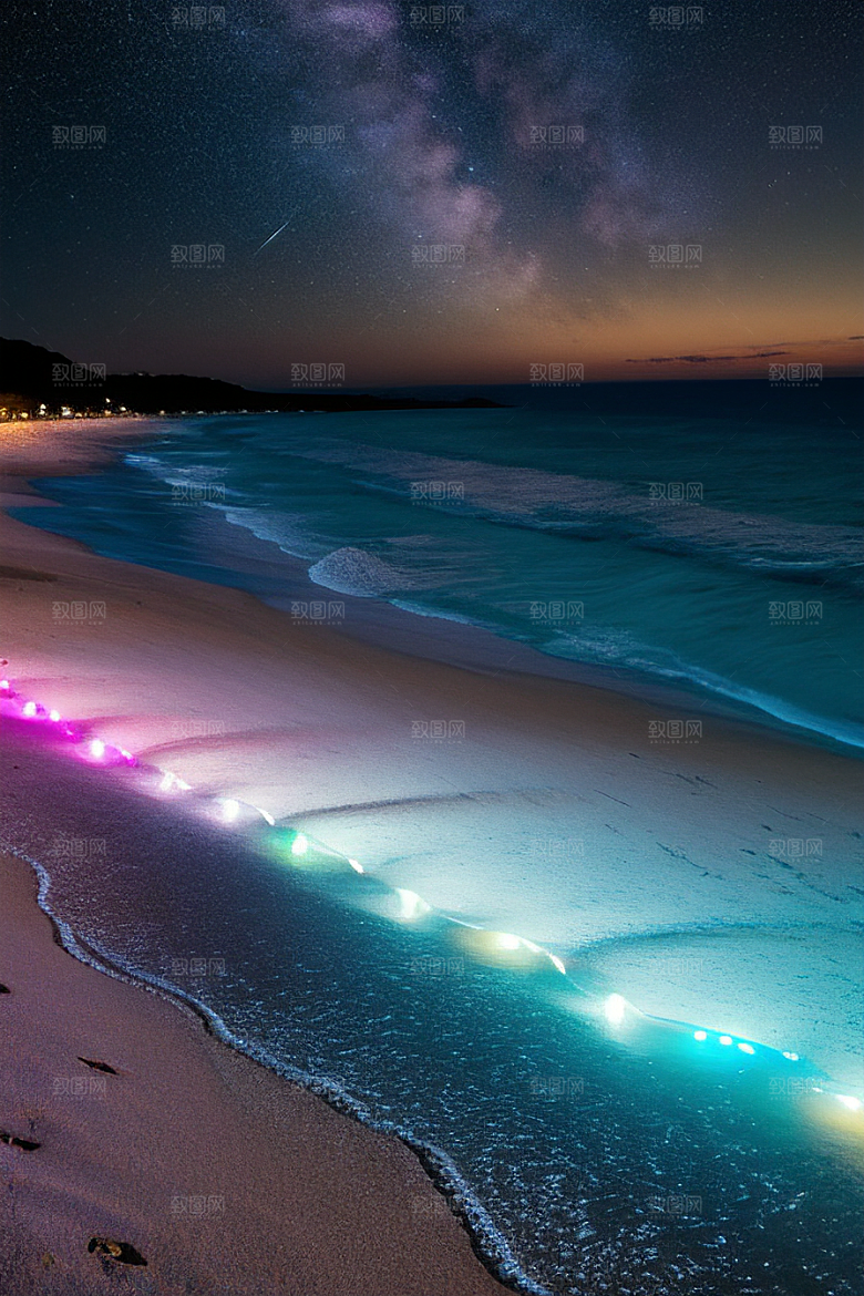 梦幻星光银河新月海滩相遇