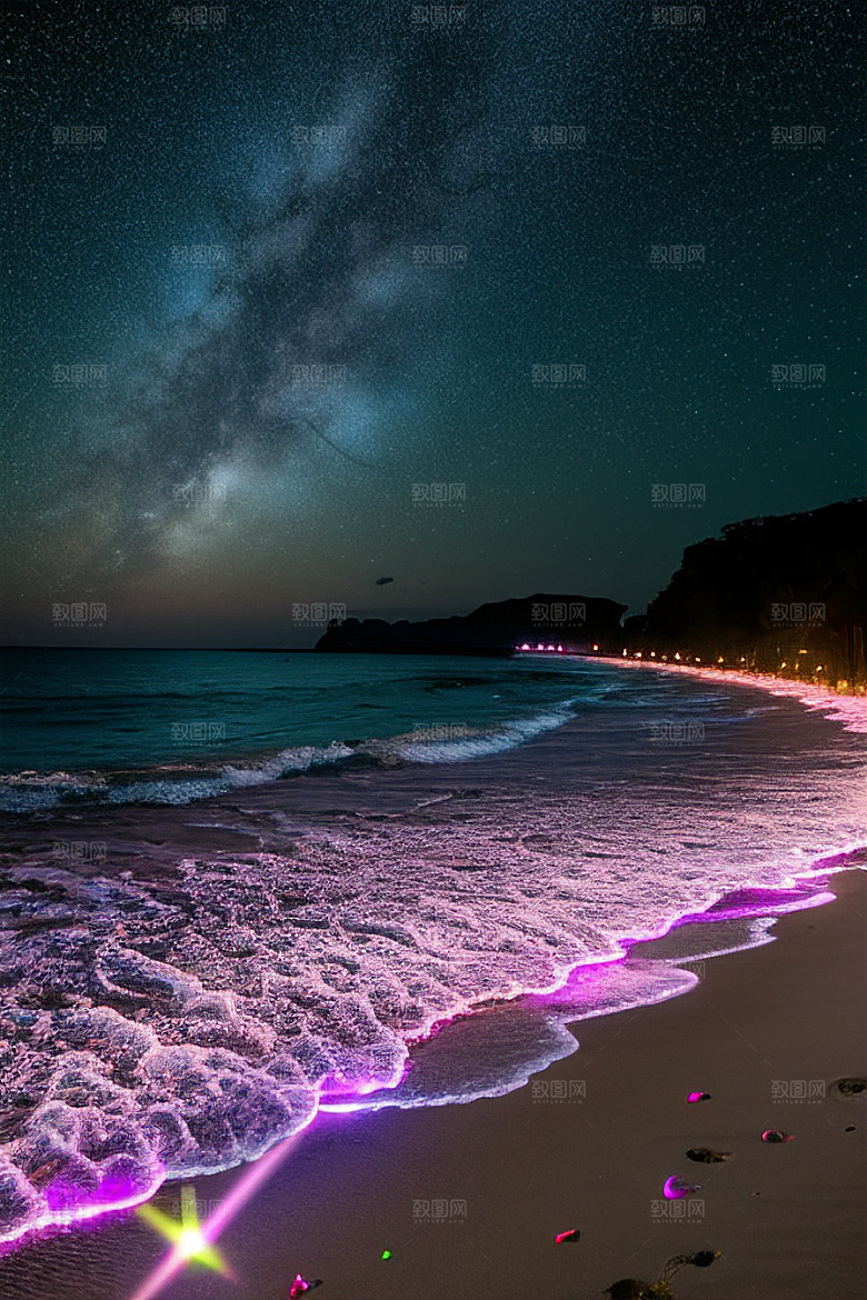 梦幻星光银河新月海滩相遇