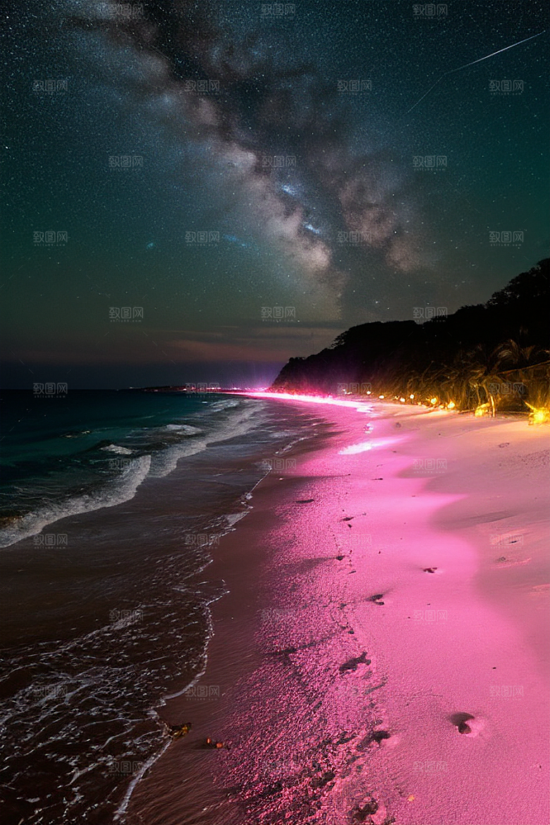 夜幕星辉海滩闪耀爱意