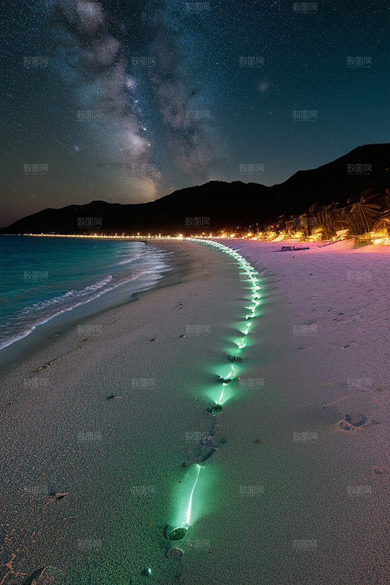 夜幕星辉海滩闪耀爱意