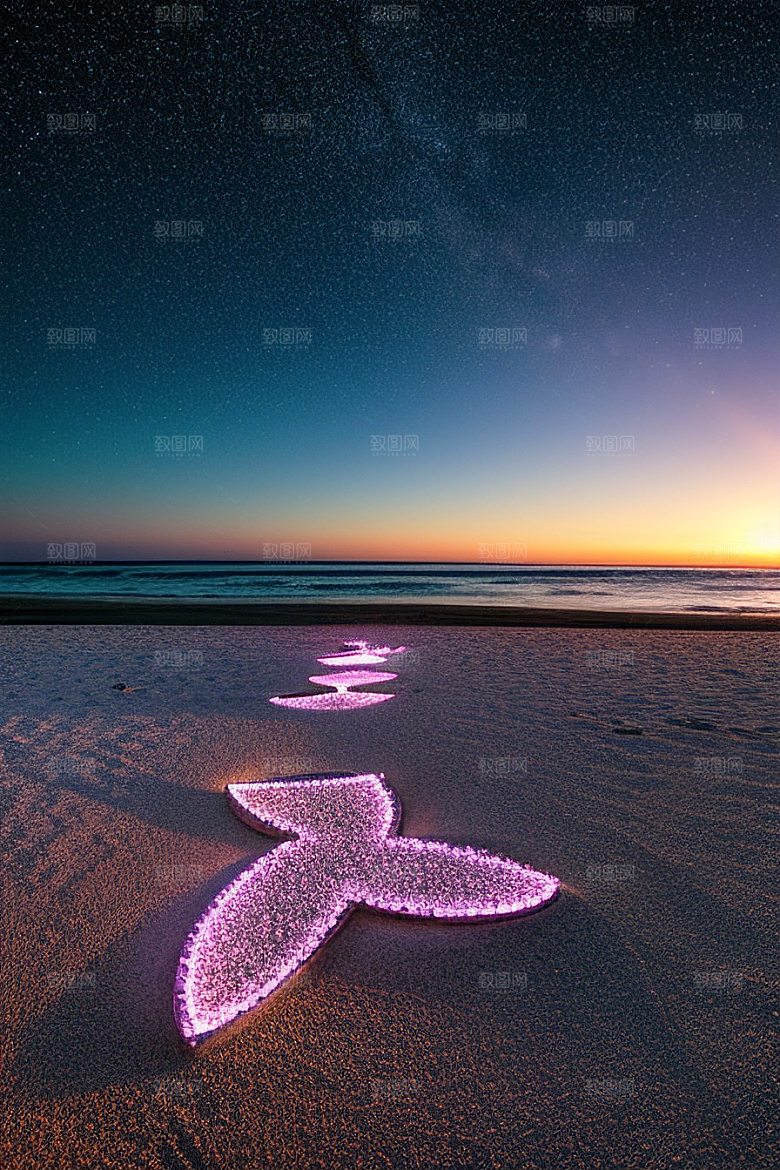 夜幕星辉海滩闪耀爱意