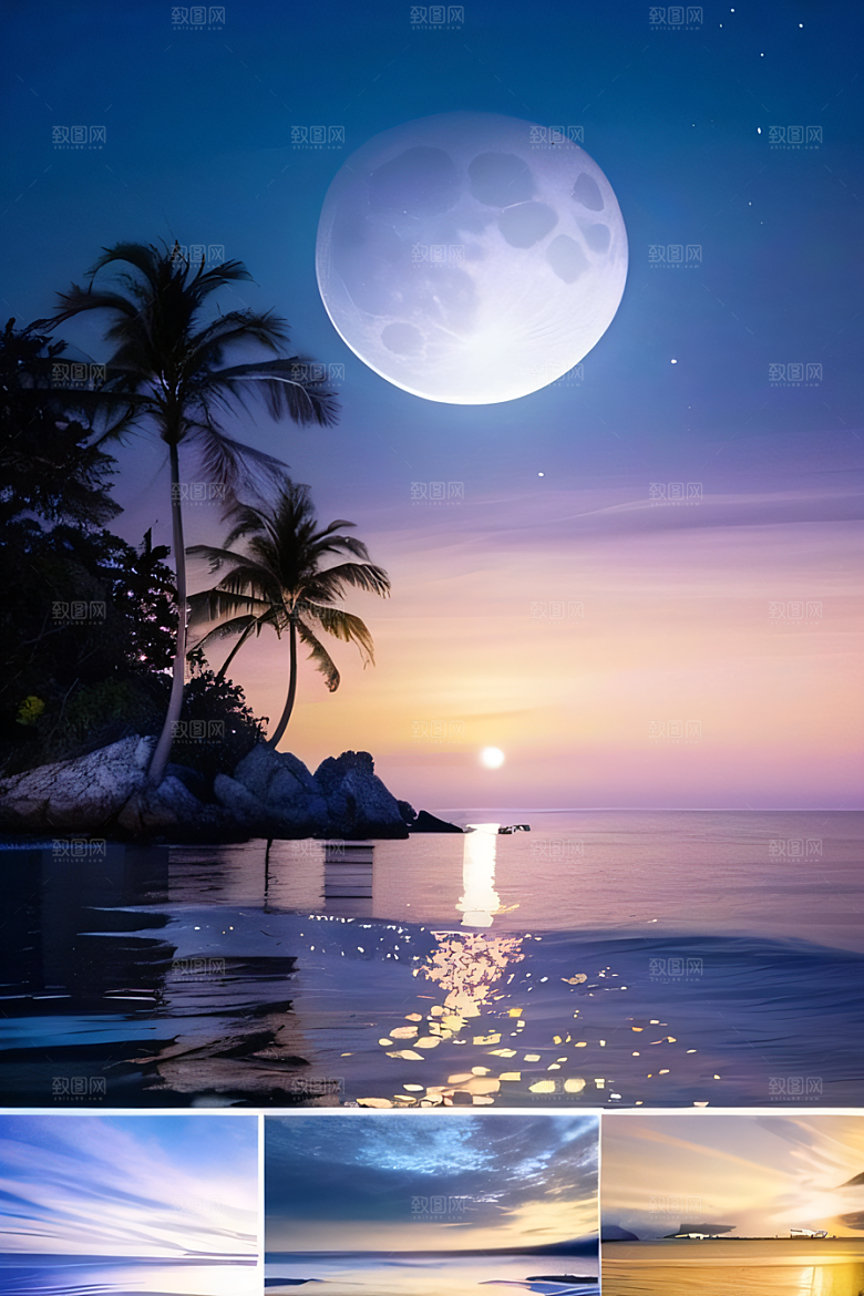 月光照耀花海的美景