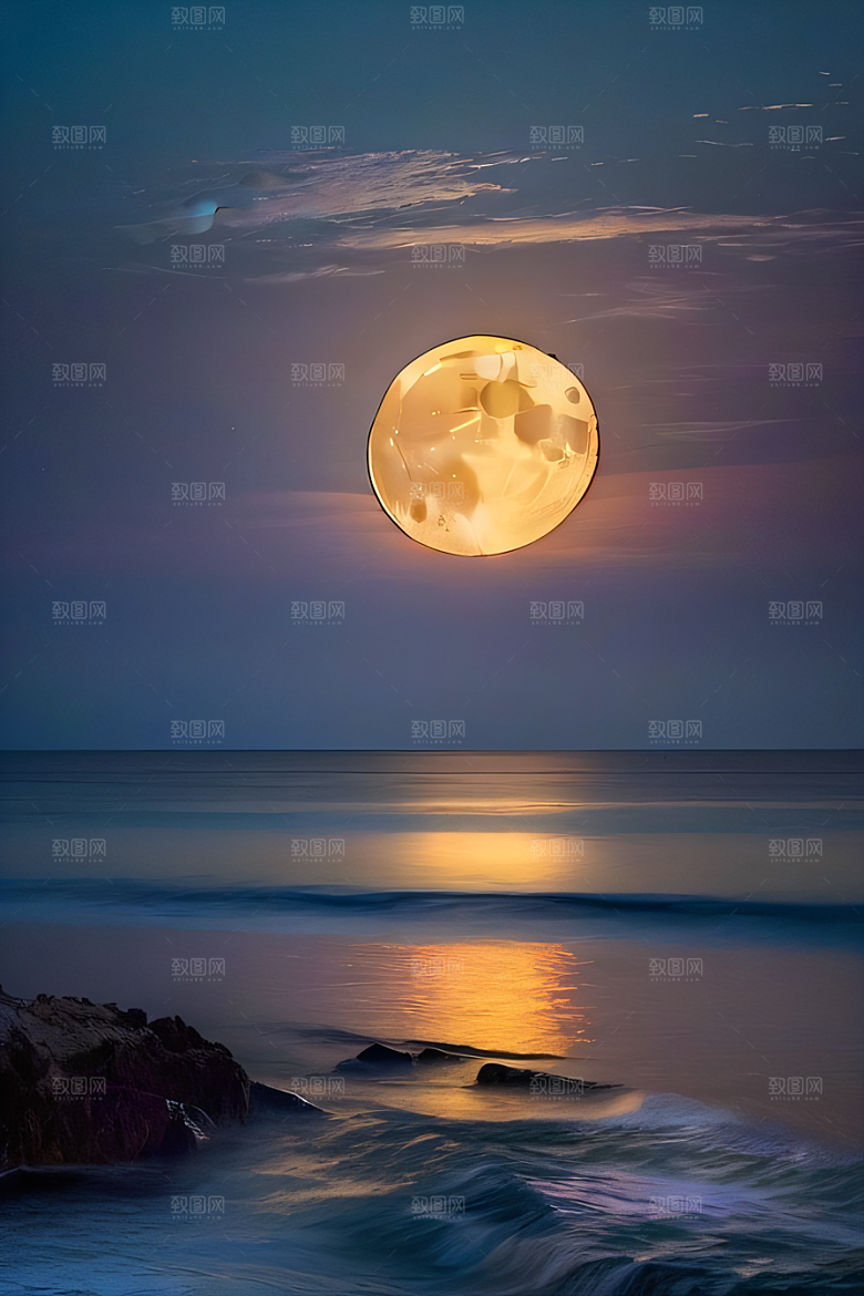 月光照耀花海的美景