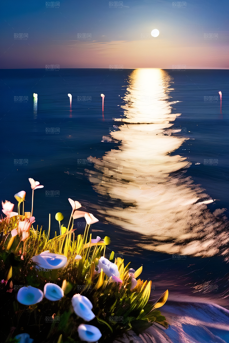 月色花舞花海之美