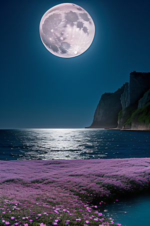 月色花舞花海之美