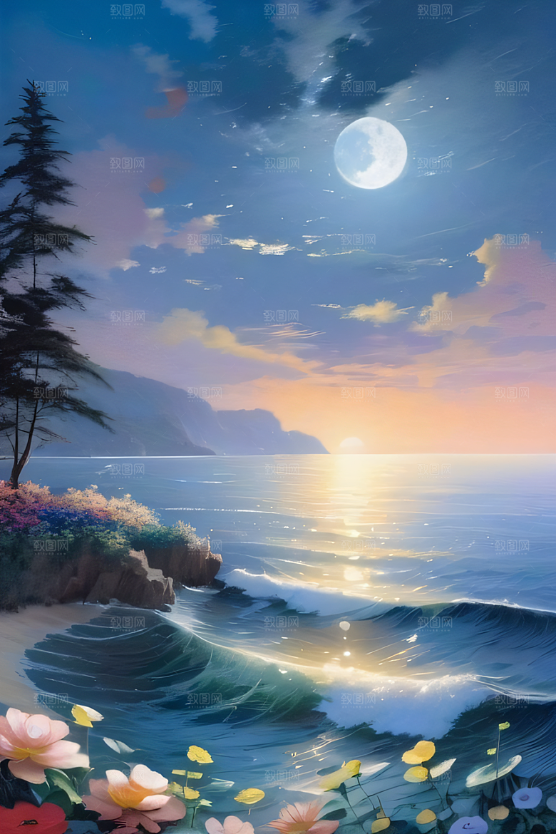 月色花舞花海之美