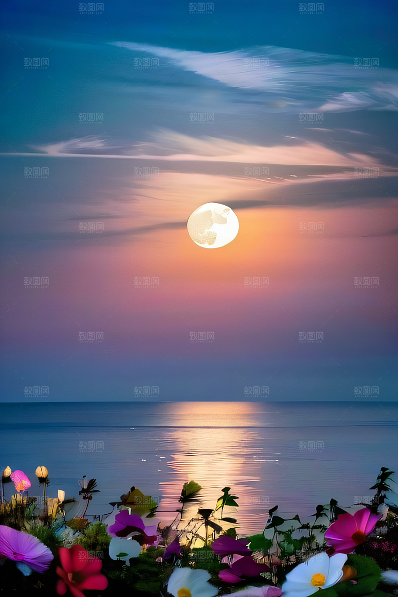 月色花舞花海之美