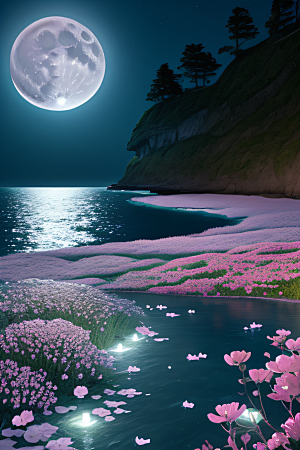 月色花舞花海之美