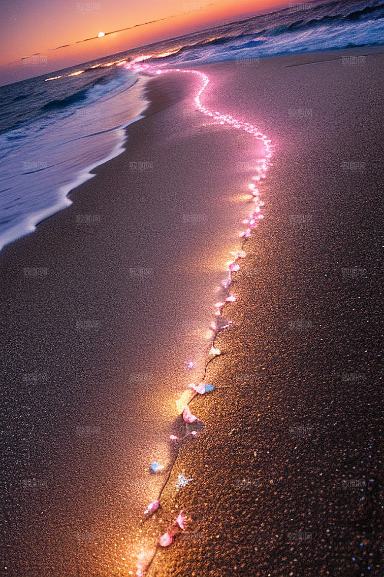 星夜银河银河星光洒满海滩