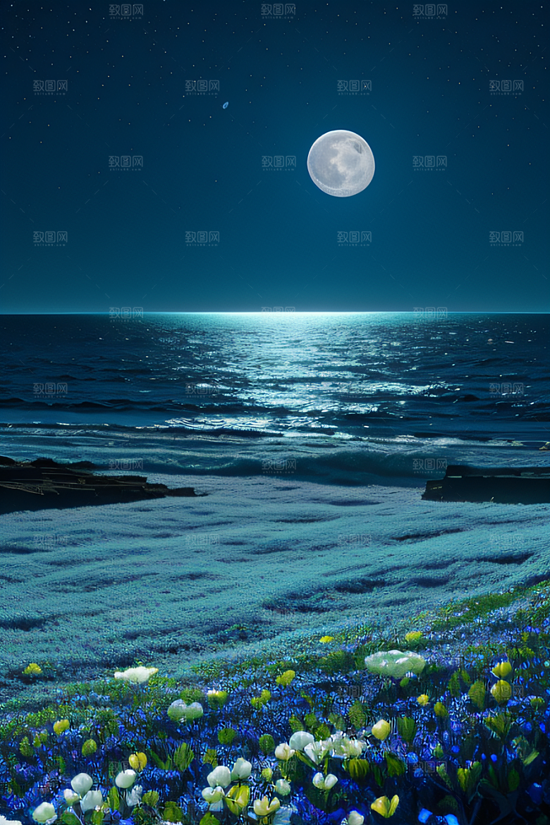 月色花舞花海之美