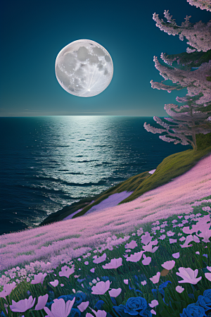 月色花舞花海之美