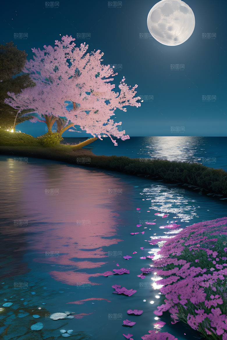 月光倾泻浪漫花海