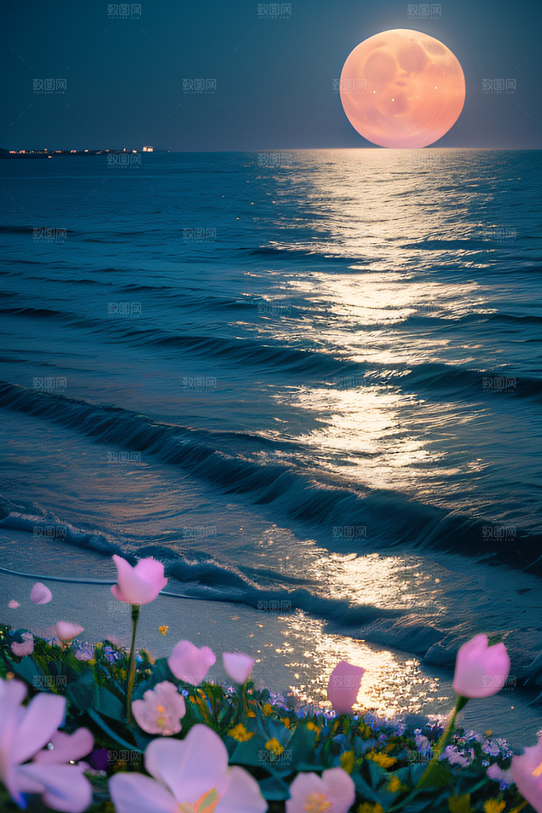 月光倾泻浪漫花海