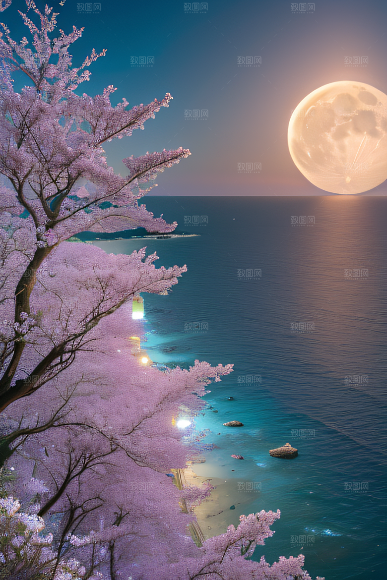 月光倾泻浪漫花海