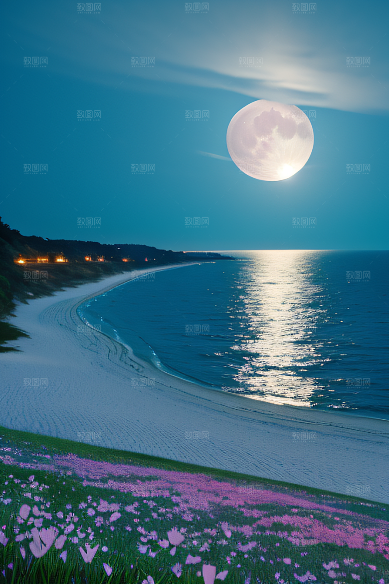 月光倾泻浪漫花海