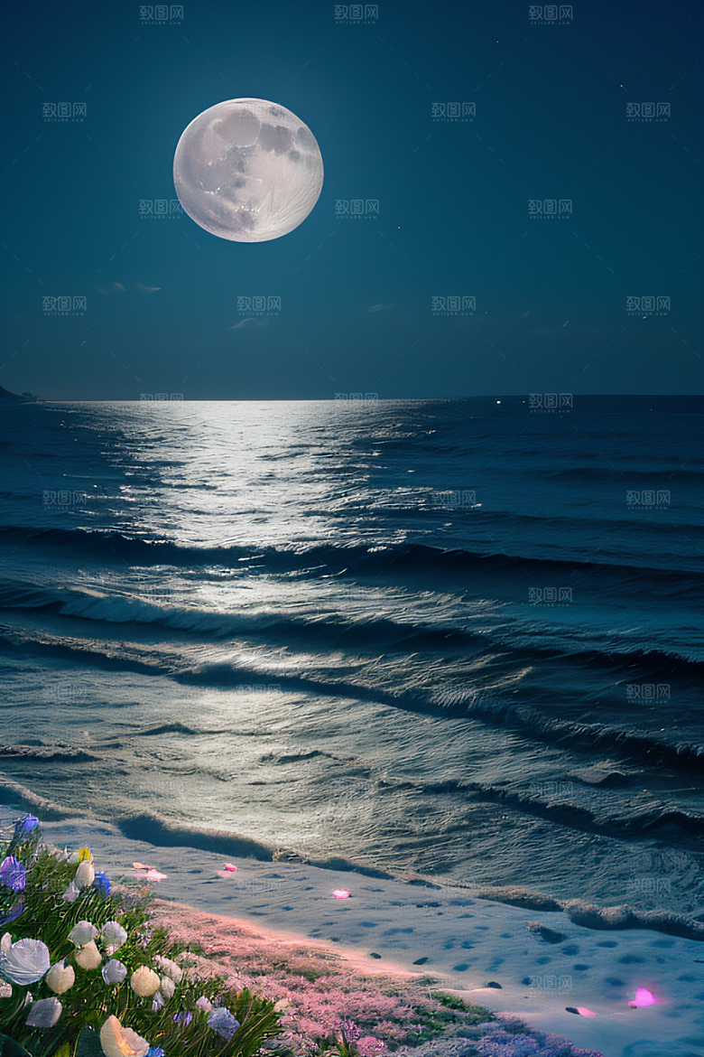 月光倾泻浪漫花海