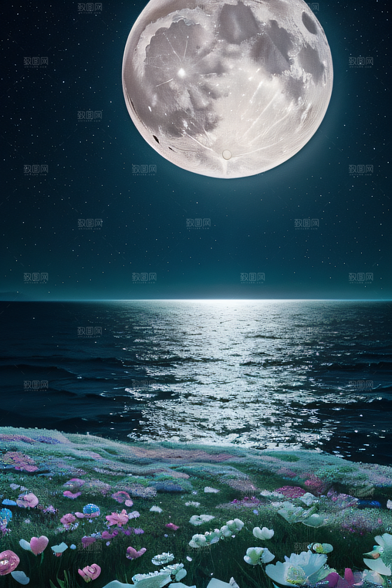 月光倾泻浪漫花海