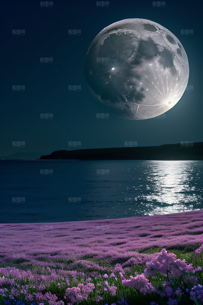 月光倾泻浪漫花海