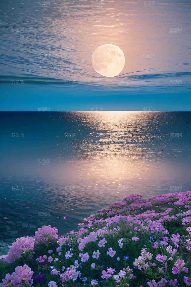 月光倾泻浪漫花海
