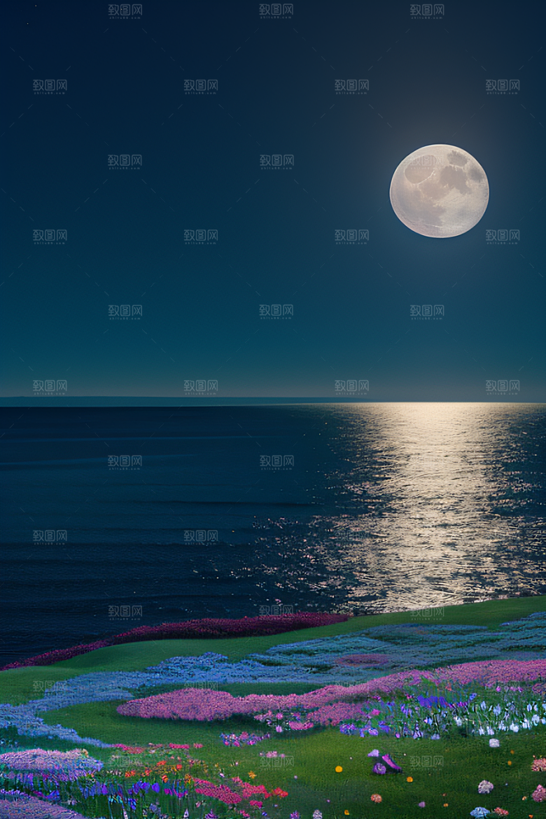 月光倾泻浪漫花海