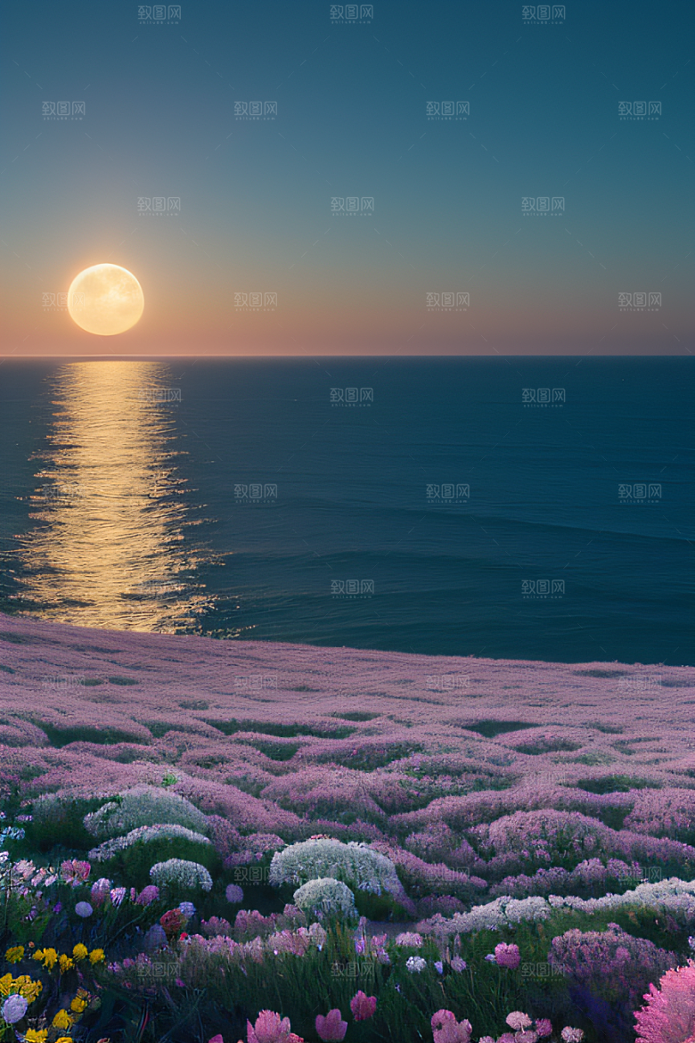 月光倾泻浪漫花海